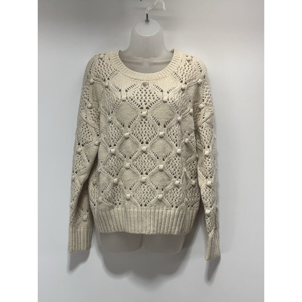 78 & Sunny Fisherman Cream Sweater Cream Open Stitch Pullover Women’s Medium NWT